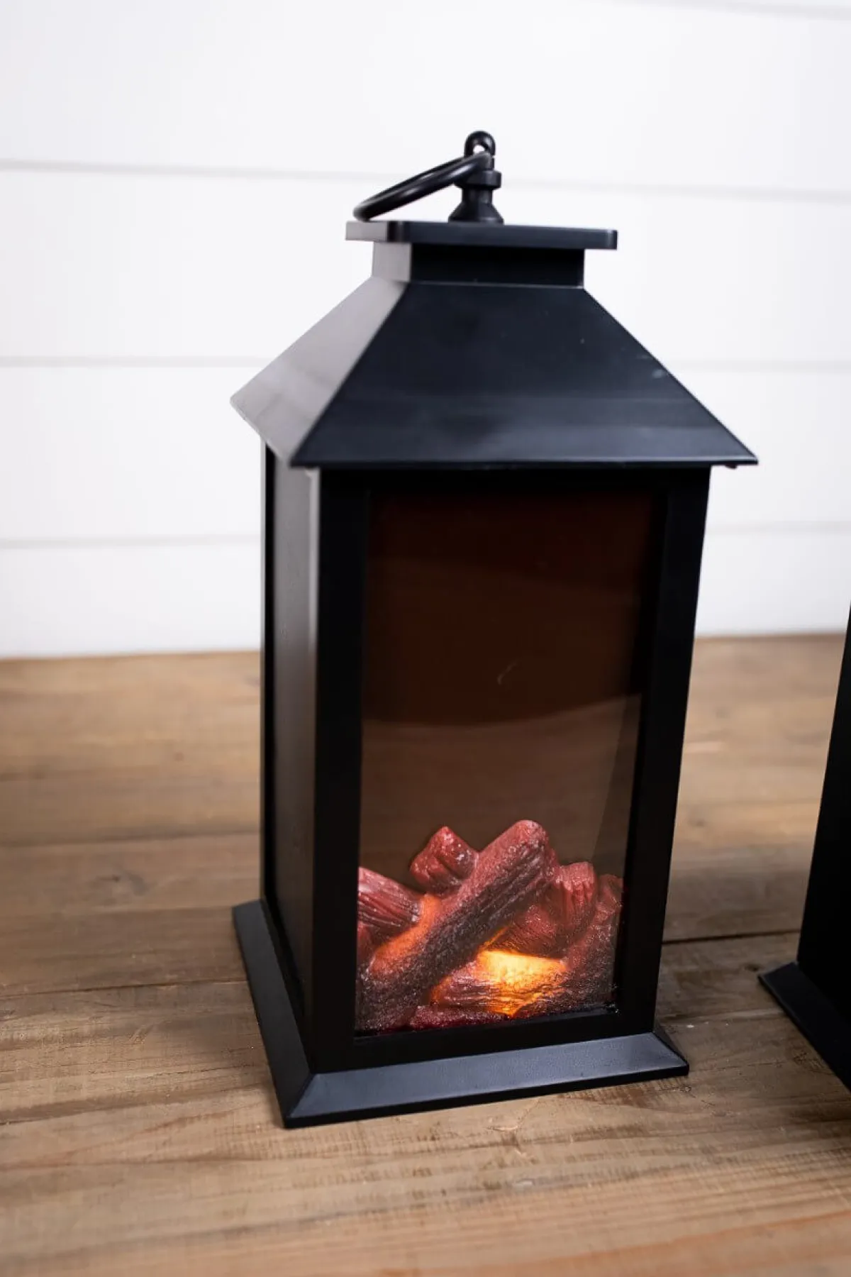 Decorator's Warehouse Christmas Accents^13.4” Battery Operated Fire Log Lantern With Timer