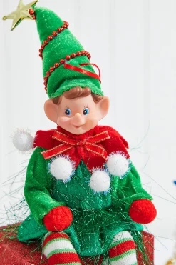 Decorator's Warehouse Christmas Accents^11" Bendable Elf With PomPom Ornament