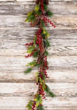 Decorator's Warehouse Christmas Garlands^48” Berry Hard Needle Pine Leaf Garland