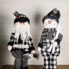 Decorator's Warehouse Christmas Accents^32” Black And White Buffalo Check Santa And Snowman Plush Figurine