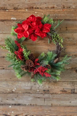 Decorator's Warehouse Christmas Wreaths^30” Christmas Amaryllis/Pine Wreath
