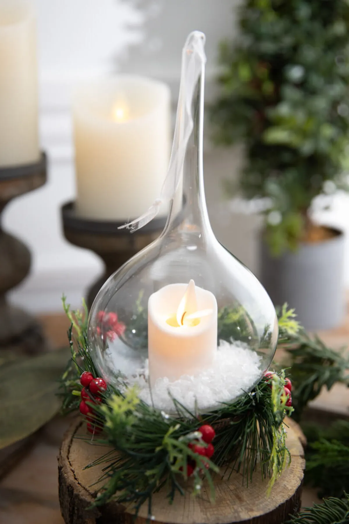 Decorator's Warehouse Christmas Accents^10” Clear Ivory Candle Lamp Ornament