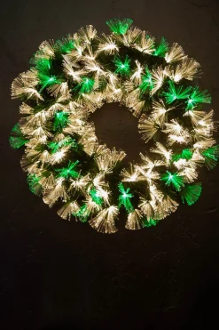Decorator's Warehouse Christmas Wreaths^24" Fiber Optic Wreath - Multicolor With White