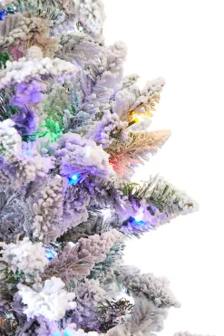 Decorator's Warehouse Christmas Trees|Christmas Trees^7.5' Flocked Aleutian Artificial Christmas Tree With 550 Color-Changing Lights