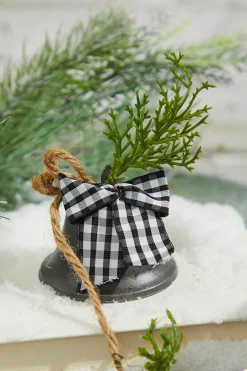 Decorator's Warehouse Christmas Accents^48” Galvanized Bells Garland With Country Check Bows