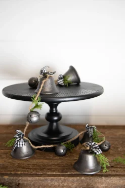 Decorator's Warehouse Christmas Accents^48” Galvanized Bells Garland With Country Check Bows