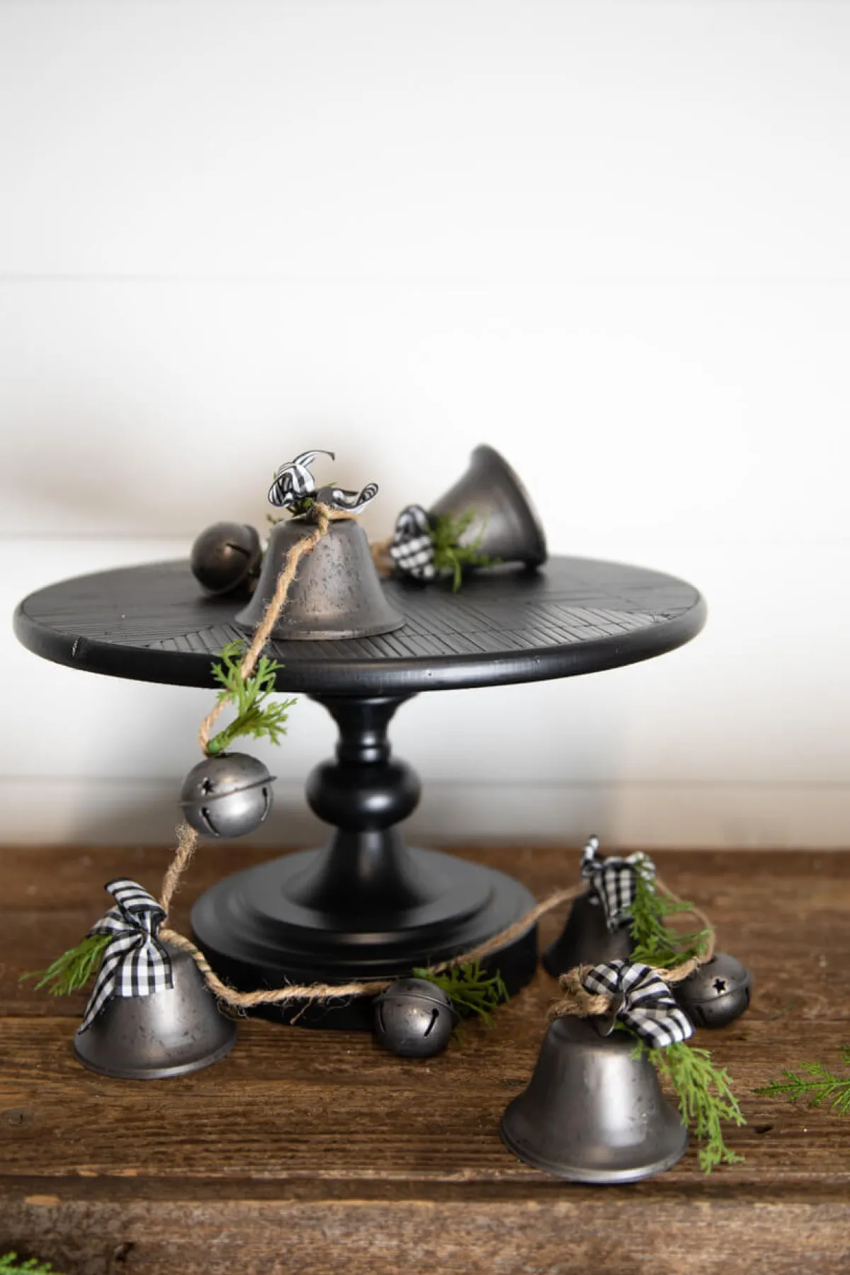 Decorator's Warehouse Christmas Accents^48” Galvanized Bells Garland With Country Check Bows