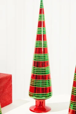 Decorator's Warehouse Christmas Accents^18" Glass With Glitter Stripe Tree