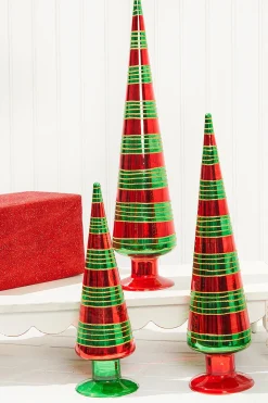 Decorator's Warehouse Christmas Accents^18" Glass With Glitter Stripe Tree