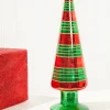 Decorator's Warehouse Christmas Accents^12" Glass With Glitter Stripe Tree