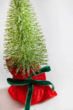 Decorator's Warehouse Christmas Accents^10” Glitter Tree In Felt Gift Sack