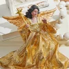 Decorator's Warehouse Christmas Accents^9" Gold Fabric Flying Black Angel Ornament