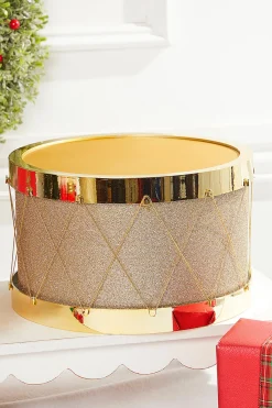 Decorator's Warehouse Christmas Accents^11" Gold Glitter Drum