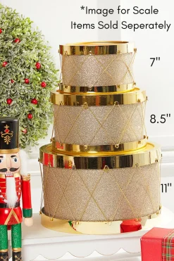 Decorator's Warehouse Christmas Accents^8.5" Gold Glitter Drum