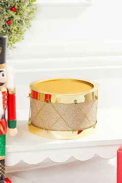 Decorator's Warehouse Christmas Accents^7" Gold Glitter Drum