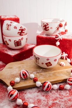 Decorator's Warehouse Christmas Accents^3.5” Happy Santa Holiday Ceramic Bowls - Set Of 4