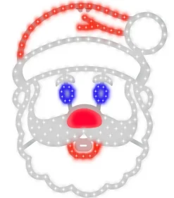 Decorator's Warehouse Outdoor Lighting^16" Hi-Vibrant "Singing Santa" - Twinkling Red/Blue/Pure White 203 Lights
