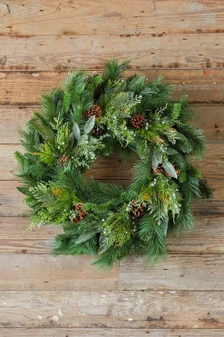 Decorator's Warehouse Christmas Wreaths|Natural Greenery^30" Juniper/Cedar Mix Pine/Bayleaf And Pinecone Wreath