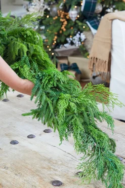 Decorator's Warehouse Christmas Teardrops|Natural Greenery^72” Luxury Cyprus Norfolk Swag