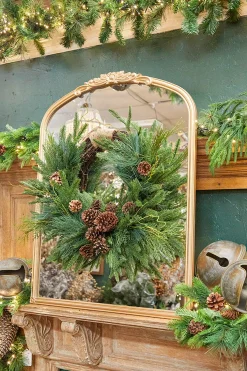 Decorator's Warehouse Christmas Teardrops|Natural Greenery^26” Mixed Greens With Pine Cones Swag Wreath