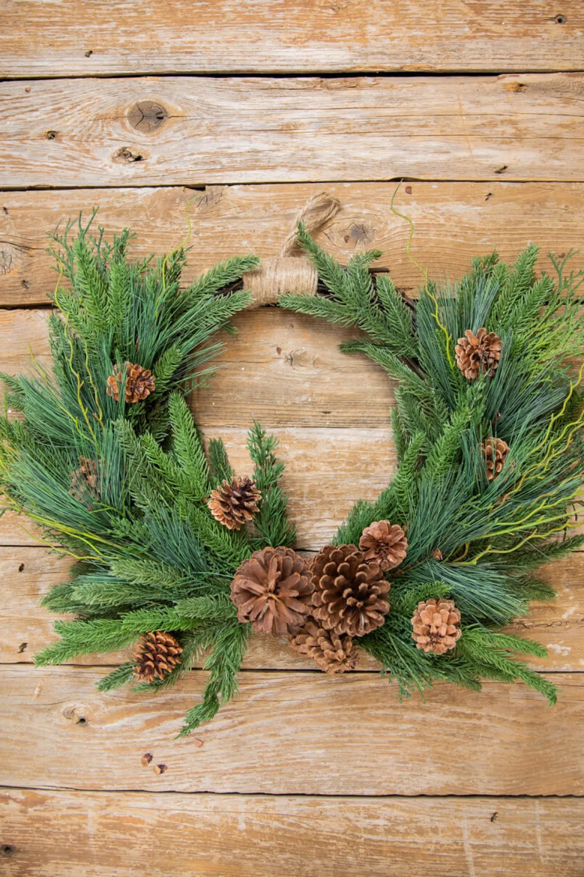 Decorator's Warehouse Christmas Teardrops|Natural Greenery^26” Mixed Greens With Pine Cones Swag Wreath