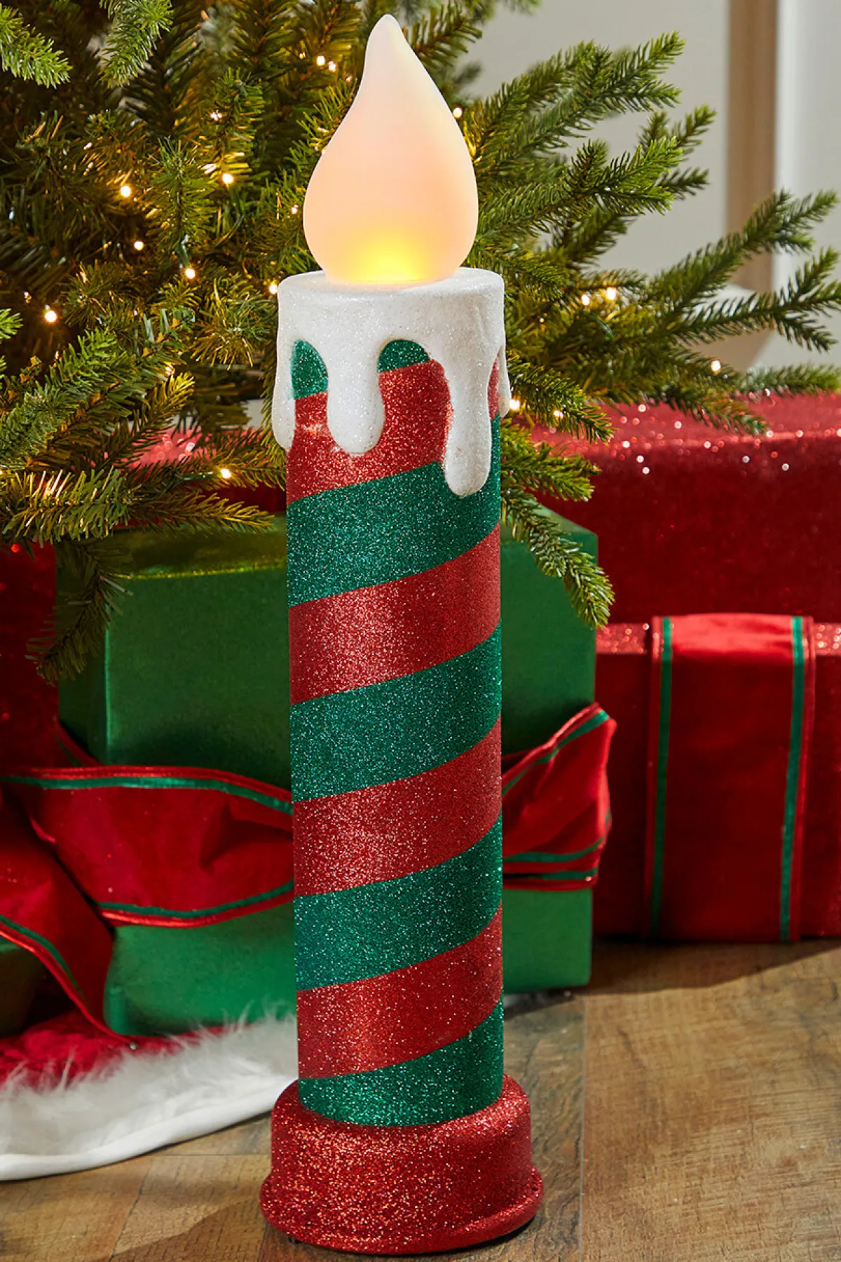 Decorator's Warehouse Christmas Accents^24" Mr. Christmas Retro Blow Mold Candle - Red/Green