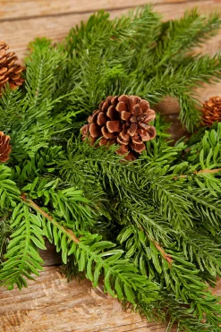 Decorator's Warehouse Christmas Garlands|Natural Greenery^60” Noble Cedar Cone Tablepiece