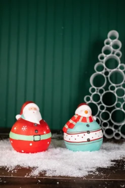 Decorator's Warehouse Christmas Accents^7” Nostalgic Santa/Snowman Figurine