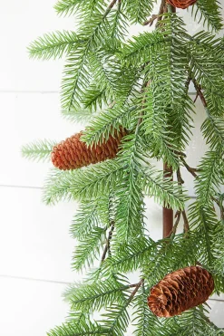 Decorator's Warehouse Christmas Garlands^45" PE Fir Pine With Cones Garland