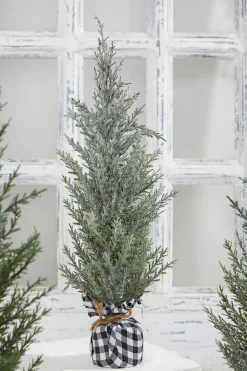 Decorator's Warehouse Christmas Accents^21" Pine Tree With Plaid Fabric
