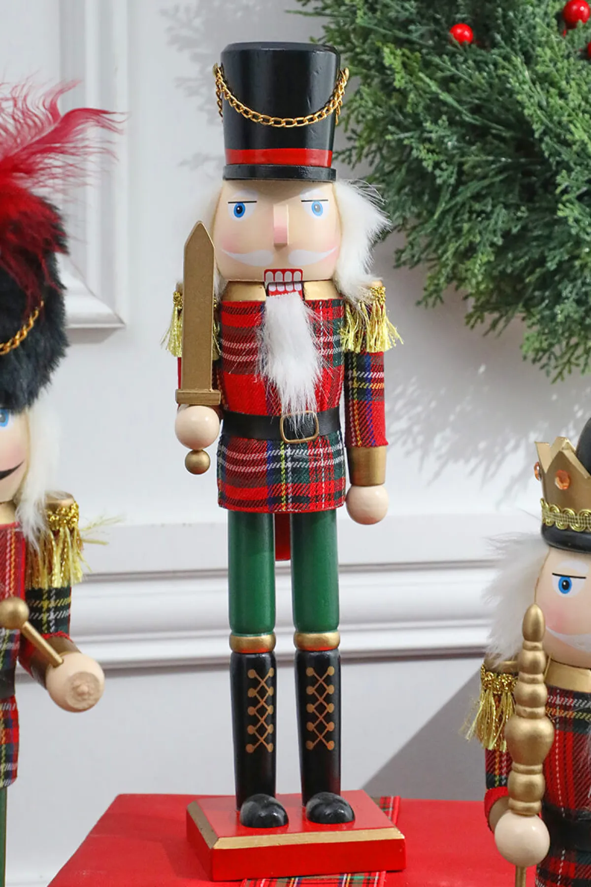 Decorator's Warehouse Christmas Accents^15” Plaid Christmas Nutcracker