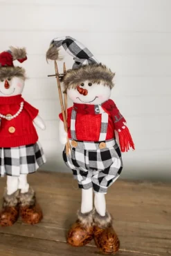Decorator's Warehouse Christmas Accents^25” Plush Snowman Figurine With Buffalo Check Pants
