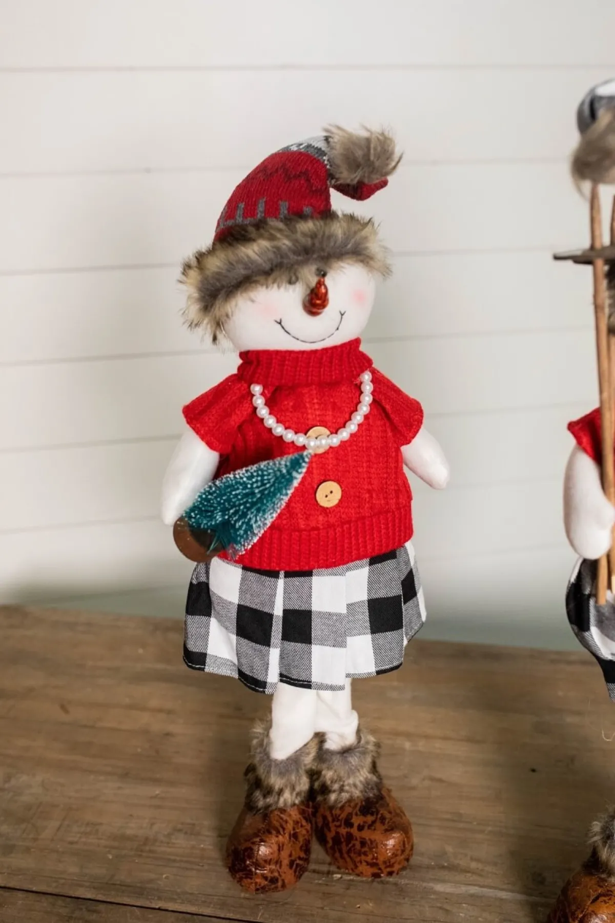 Decorator's Warehouse Christmas Accents^25” Plush Snowman Figurine With Buffalo Check Pants