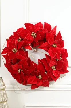 Decorator's Warehouse Christmas Wreaths^21” Poinsettia Wreath