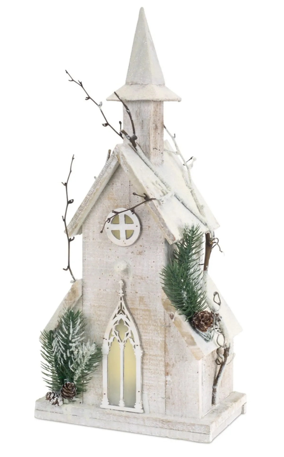 Decorator's Warehouse Christmas Accents^18" Pre-Lit Wooden Church