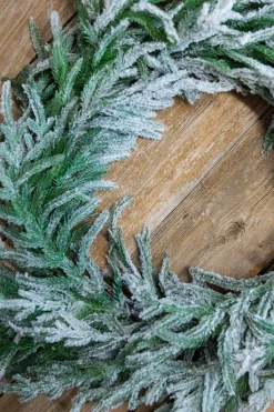 Decorator's Warehouse Christmas Wreaths|Natural Greenery^24” Real Touch Flocked Norfolk Wreath