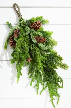 Decorator's Warehouse Natural Greenery|Christmas Teardrops^27” Real Touch Norfolk Spruce Juniper Teardrop