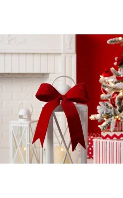 Decorator's Warehouse Christmas Accents^16.5” Red Polyester Clip Bow