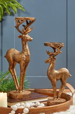 Decorator's Warehouse Christmas Accents^16" Resin Deer Candle Holder