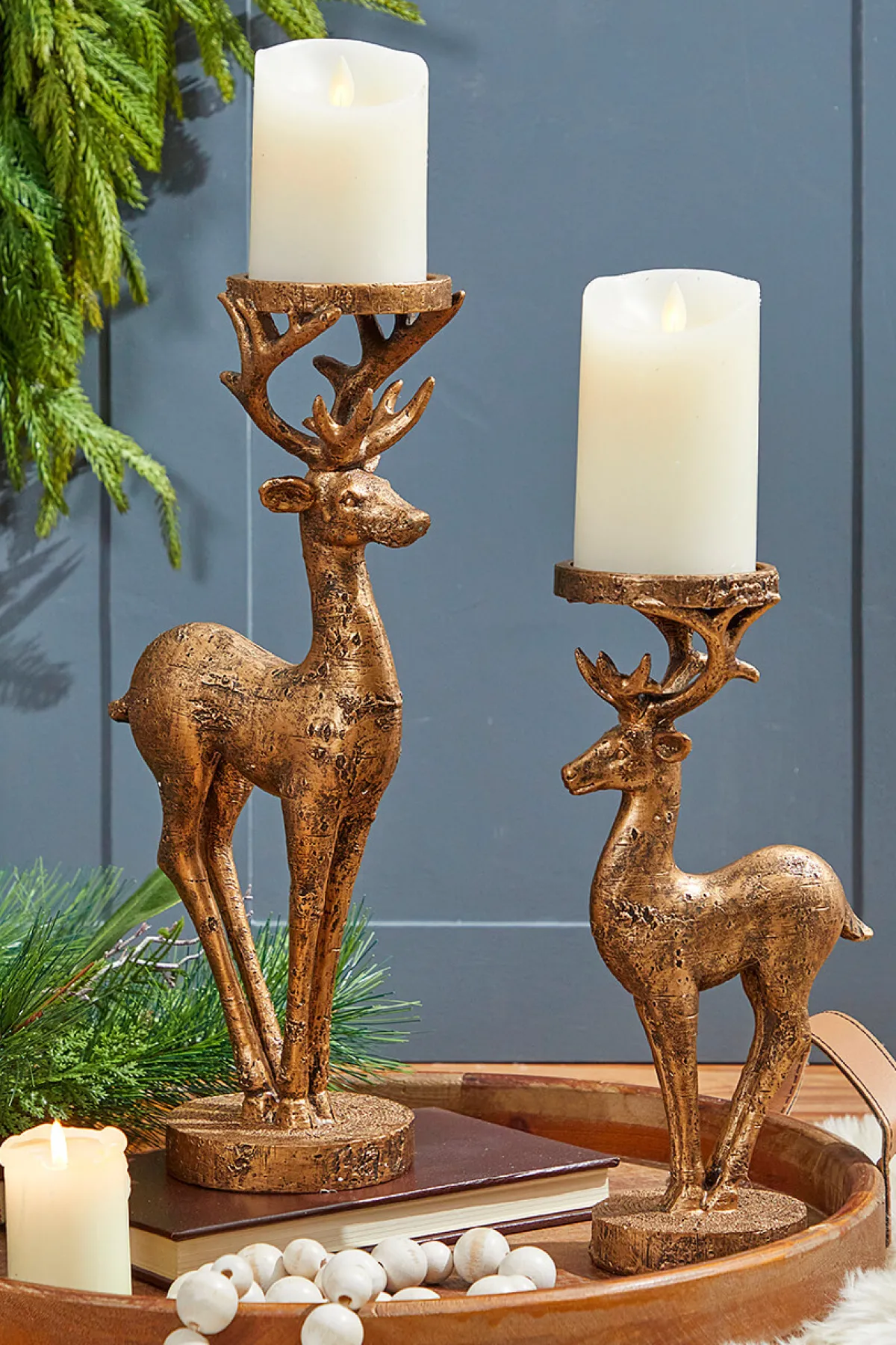 Decorator's Warehouse Christmas Accents^16" Resin Deer Candle Holder