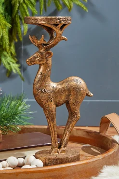 Decorator's Warehouse Christmas Accents^12" Resin Deer Candle Holder