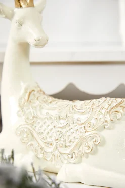 Decorator's Warehouse Christmas Accents^11.5" Resin Deer With Scroll Saddle