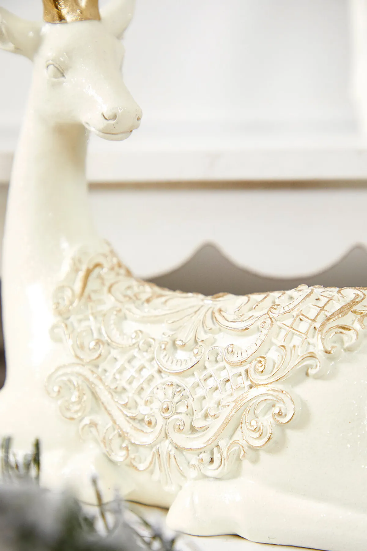 Decorator's Warehouse Christmas Accents^11.5" Resin Deer With Scroll Saddle
