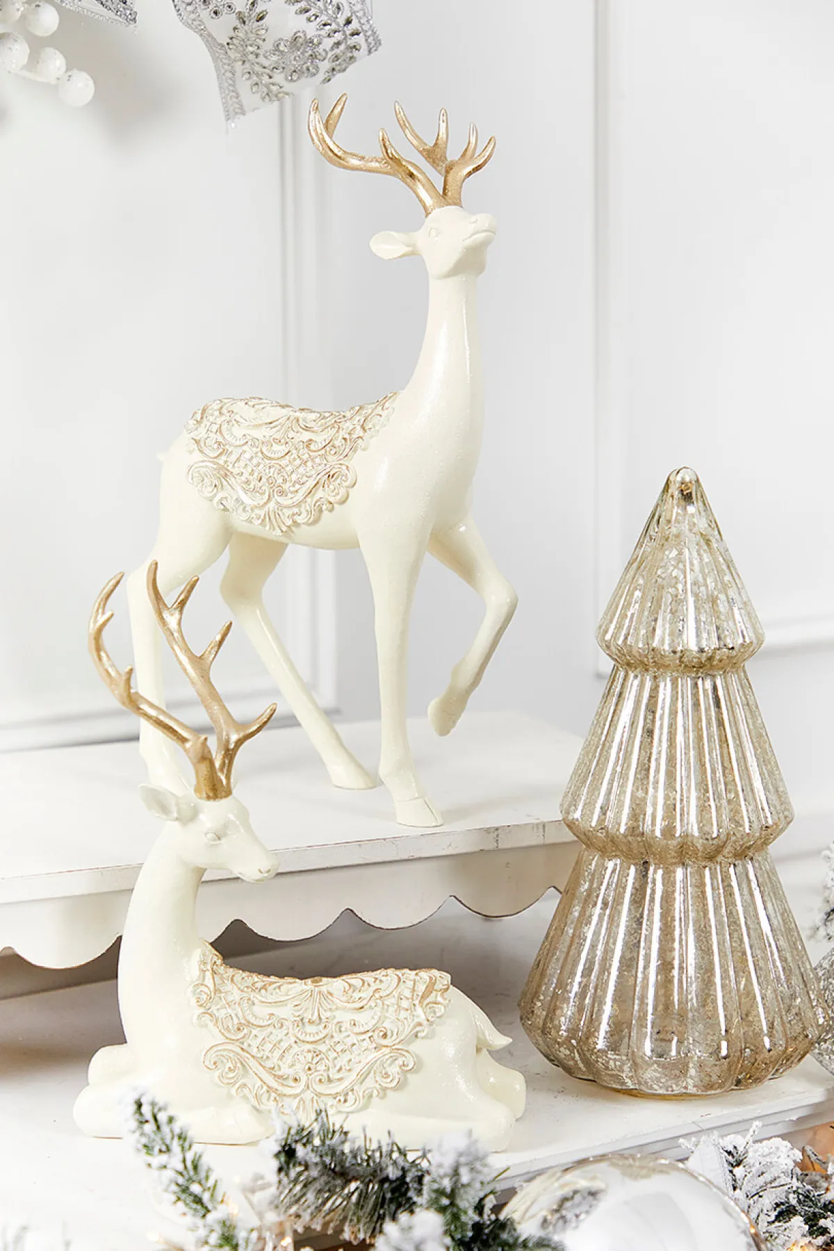 Decorator's Warehouse Christmas Accents^11.5" Resin Deer With Scroll Saddle