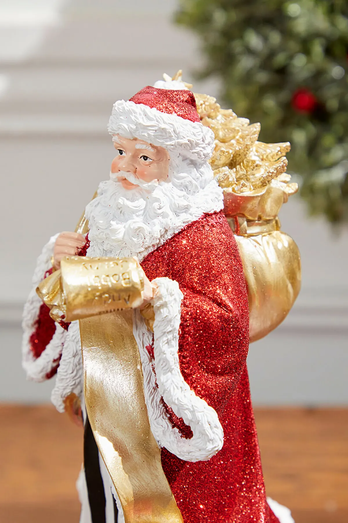 Decorator's Warehouse Christmas Accents^11" Resin Elegant Santa With Sack/List