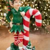 Decorator's Warehouse Christmas Resin^36" Resin Elf Leaning On Candy Cane