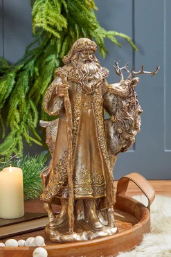 Decorator's Warehouse Christmas Accents^15.5" Resin Highlands Santa With Deer