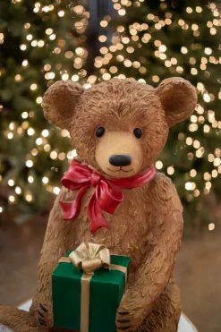 Decorator's Warehouse Christmas Resin^34" Resin LED Bear On Drum