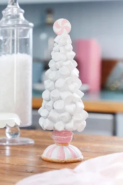 Decorator's Warehouse Christmas Accents^12" Resin Marshmallow Tree On Pedestal