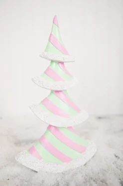 Decorator's Warehouse Christmas Accents^11.6” Resin Pastel Peppermint Layer Tree